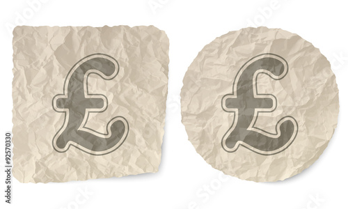Crumpled slip of paper and a pound sterling symbol