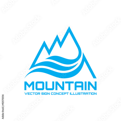 Mountain - vector logo concept illustration in line-art style for creative design projects. Vector logo template. Design element.