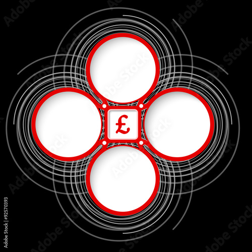 Four colored circular frames for your text and pound sterling sy