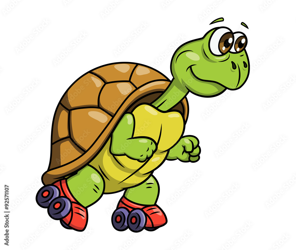 Obraz premium Turtle on roller skates 2