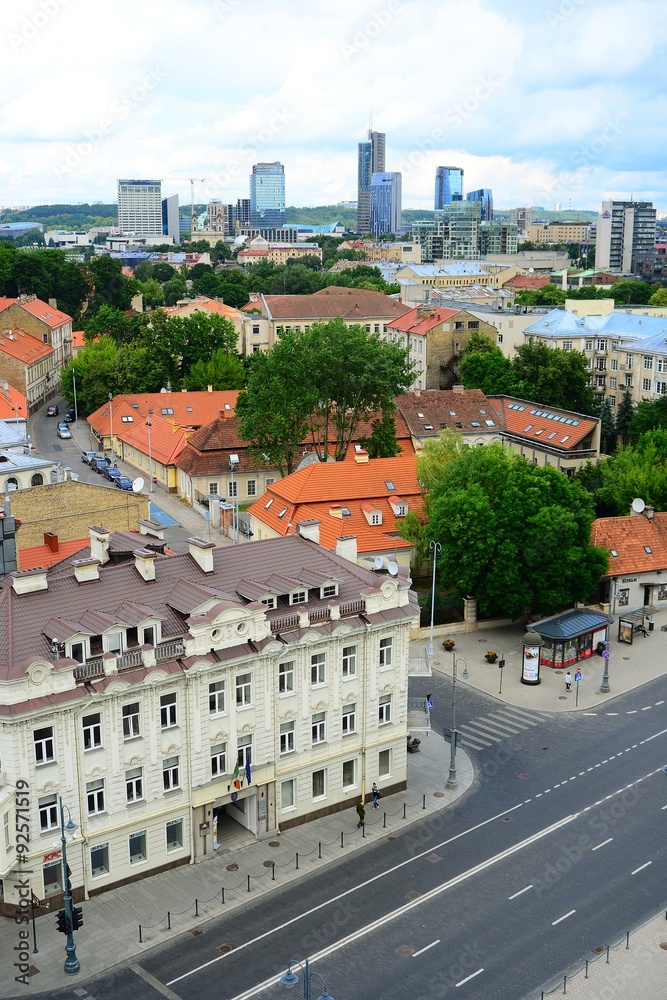 Vilnius city view from Cathedral belfry in Cathedral place