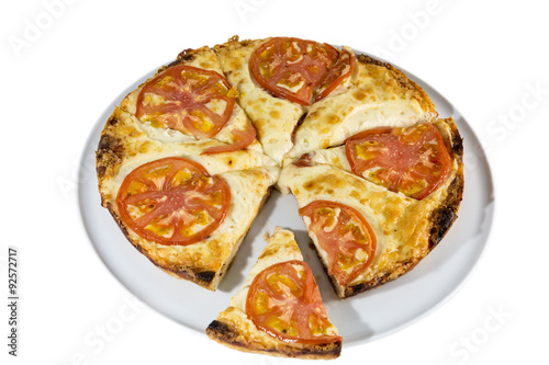 Italian pizza served Isolated on white background