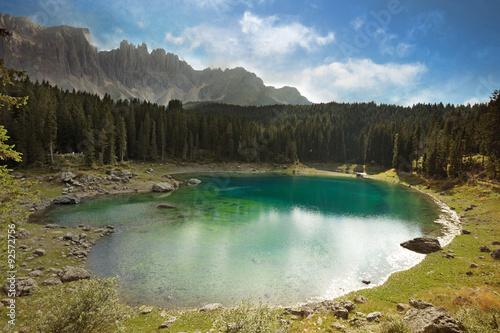 panoramic view of a beautiful alpine lake
