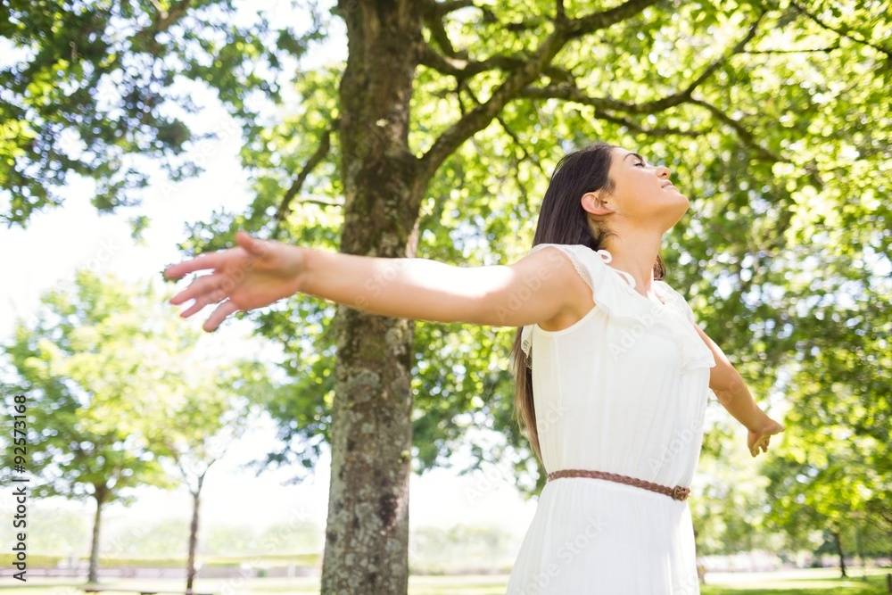Beautiful woman with arms outstretched Beautiful woman with arms outstretched