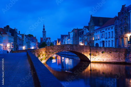 Dijver Spiegelrei street from canal during night