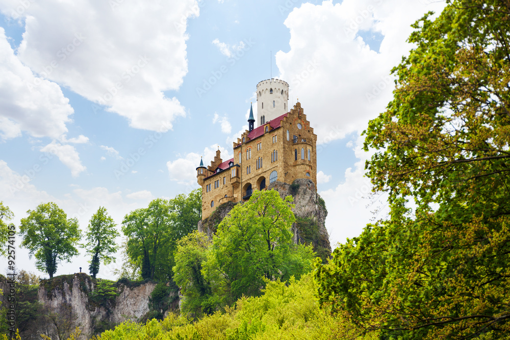  Lichtenstein castle on top of the rock cliff 