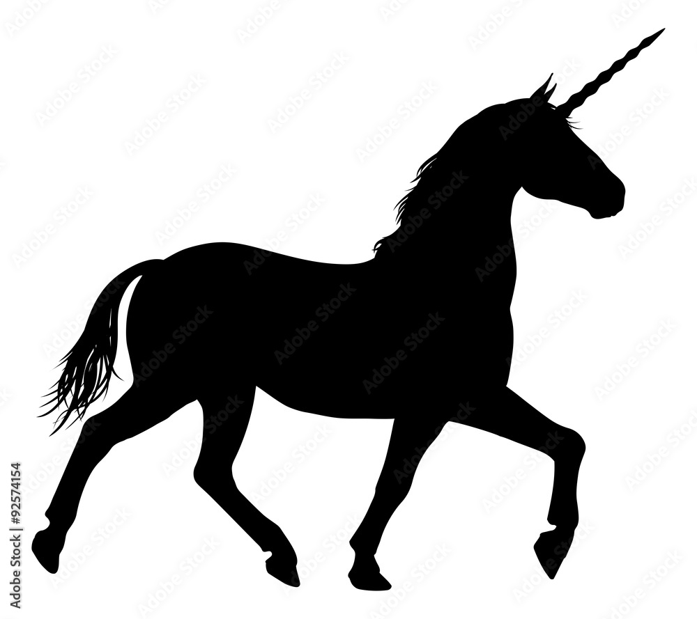 Naklejka Silhouette of Unicorn Horse