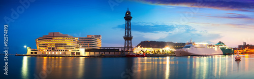 evening panorama of Port Vell in sunset #92574193