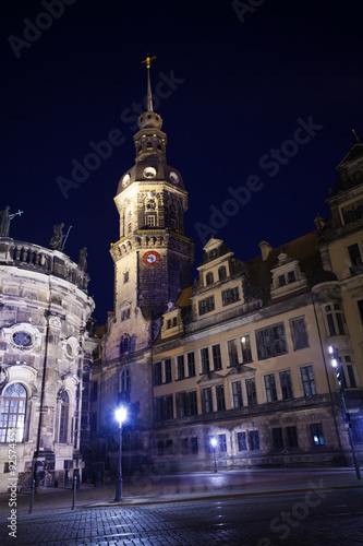 Clock tower in Dresden at night