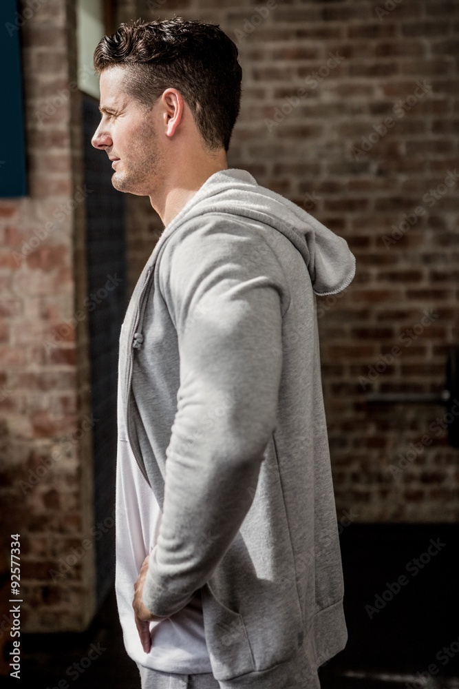 Side view of man wearing hood Side view of man wearing hood
