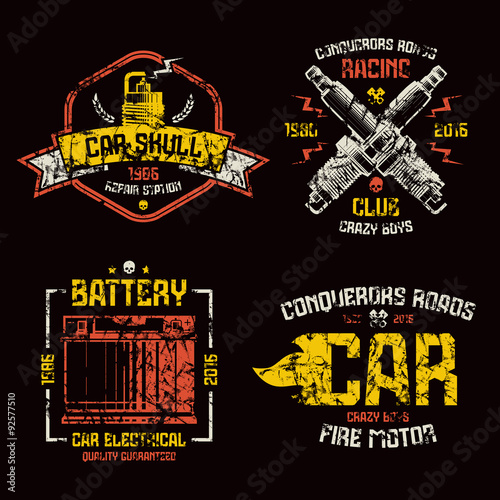Car repair and racing emblems