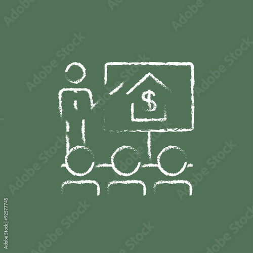 Real estate training icon drawn in chalk.