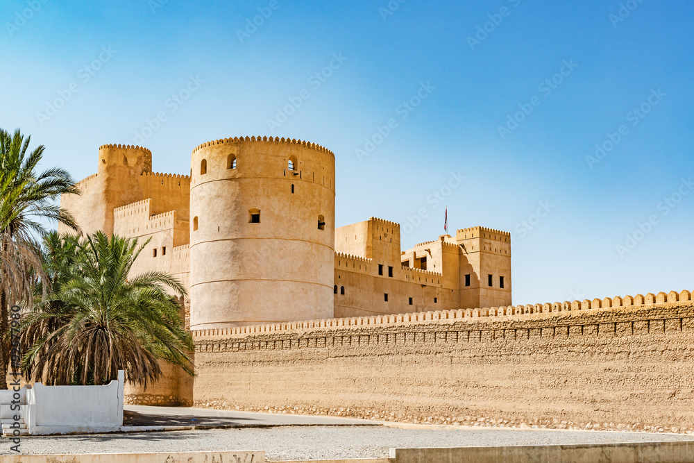 Rustaq Fort in the Al Batinah Region of Oman. It is located about 175 km to the southwest of Muscat, the capital of Oman.