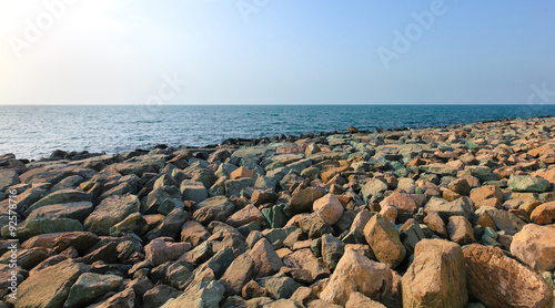 colored large stones on the beach