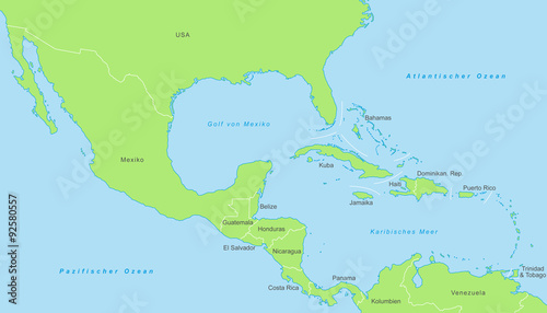 Mittelamerika - Karte in Grün
