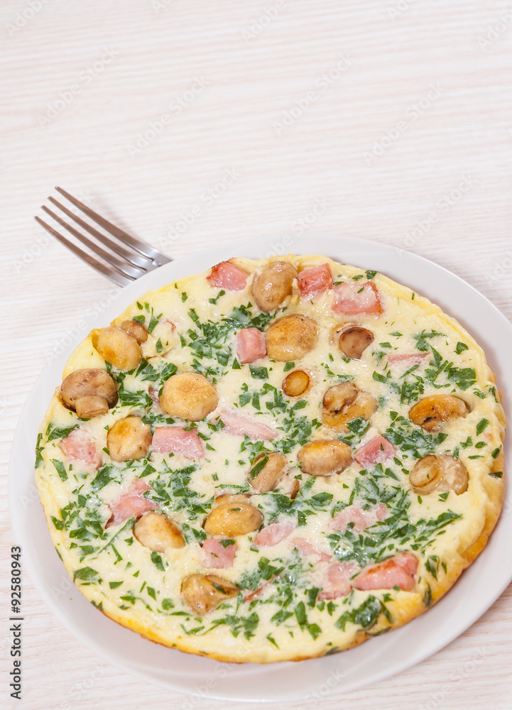 omelet with mushrooms, ham and cheese omelet with mushrooms, ham and cheese
