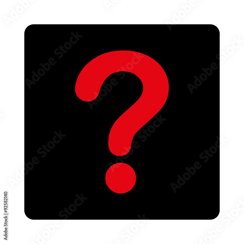 Question flat intensive red and black colors rounded button