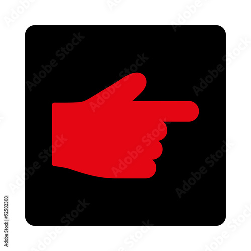 Index Finger flat intensive red and black colors rounded button photo