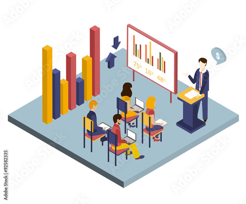 Presentation or Meeting Isometric Vector Illustration