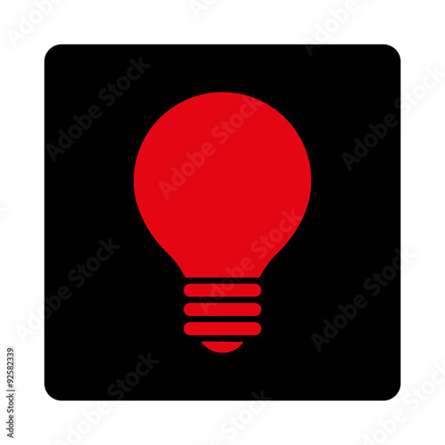 Electric Bulb flat intensive red and black colors rounded button