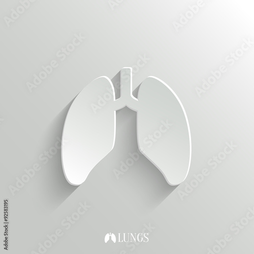 Lungs icon - vector white app button photo