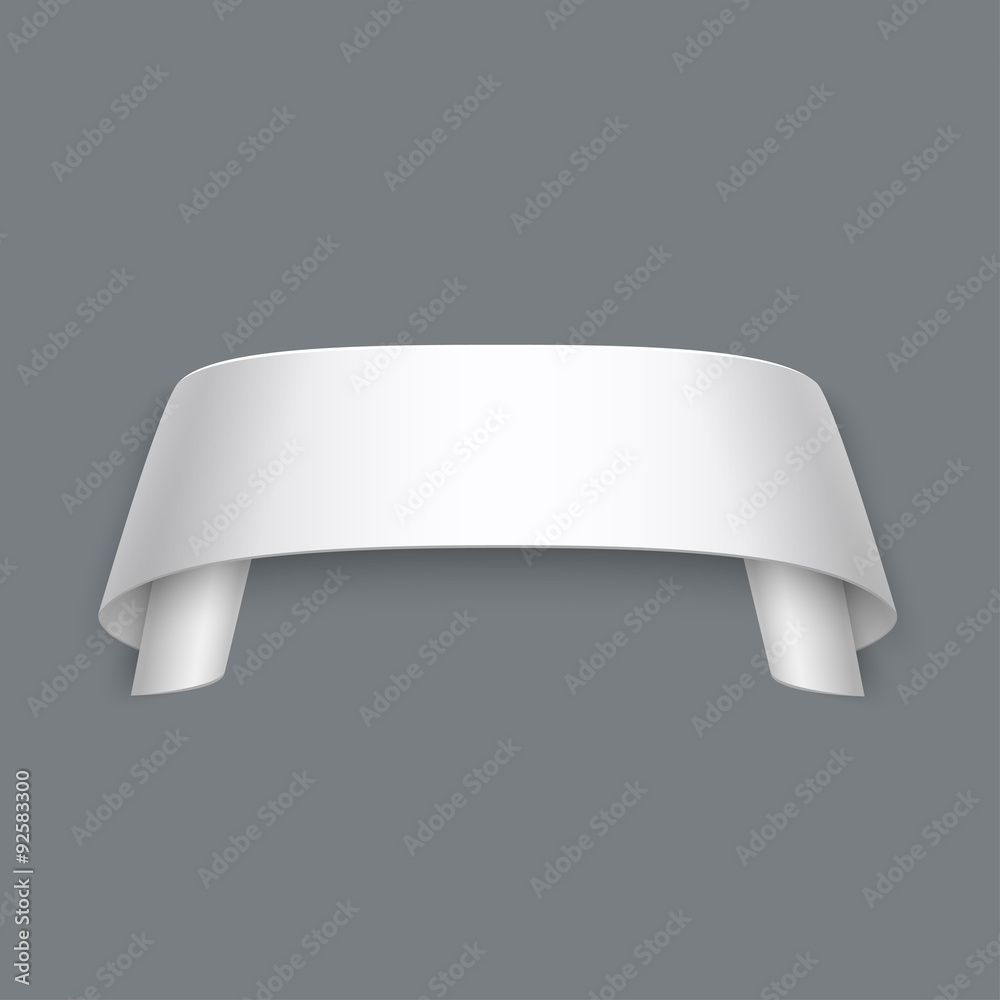 Vector 3d Curved Paper Banner Isolated on Grey Background