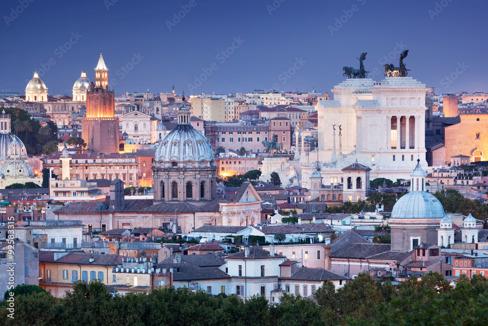 Ultra wide panorama of Rome, Italy.