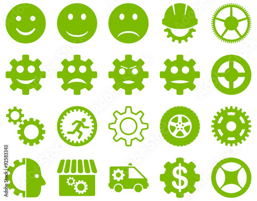 Tools and Smile Gears Icons