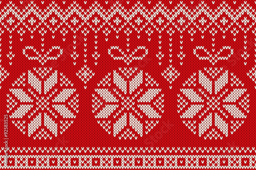 Winter Holiday Seamless Knitting Pattern with Christmas Balls