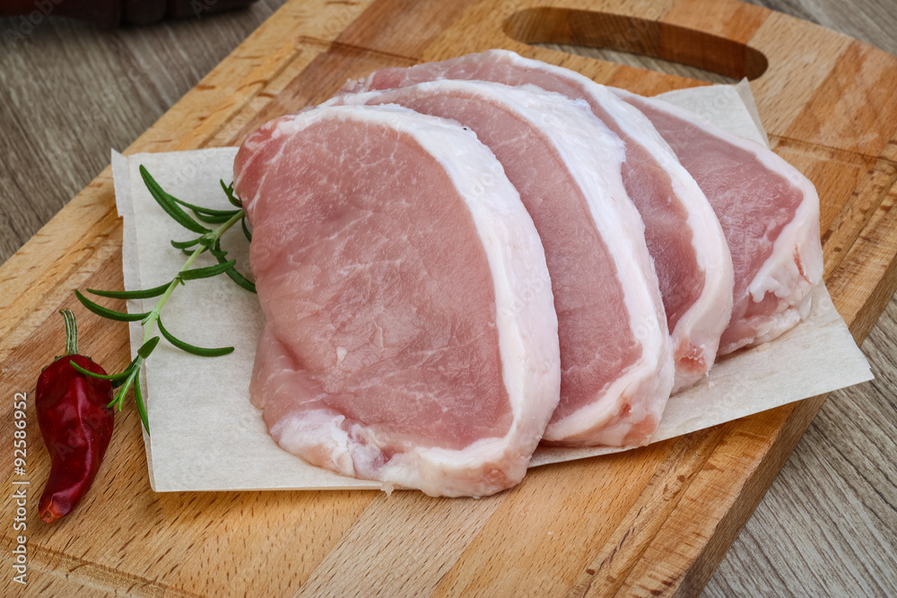 Raw pork steak