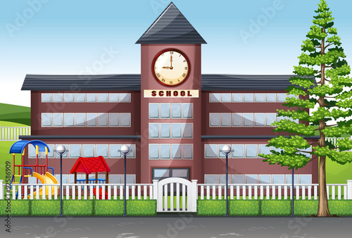 School building and playground