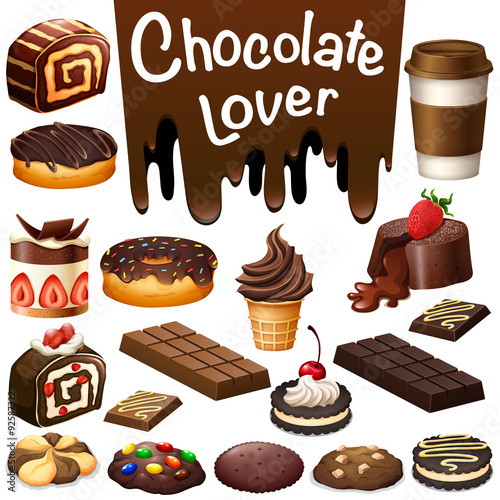 Different kind of dessert chocolate flavor