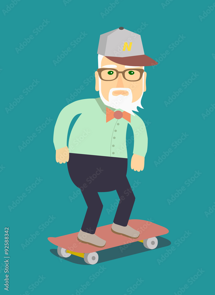 grandpa on a skateboard