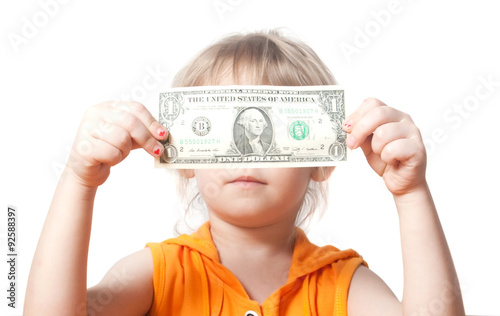 A child with a dollar bill