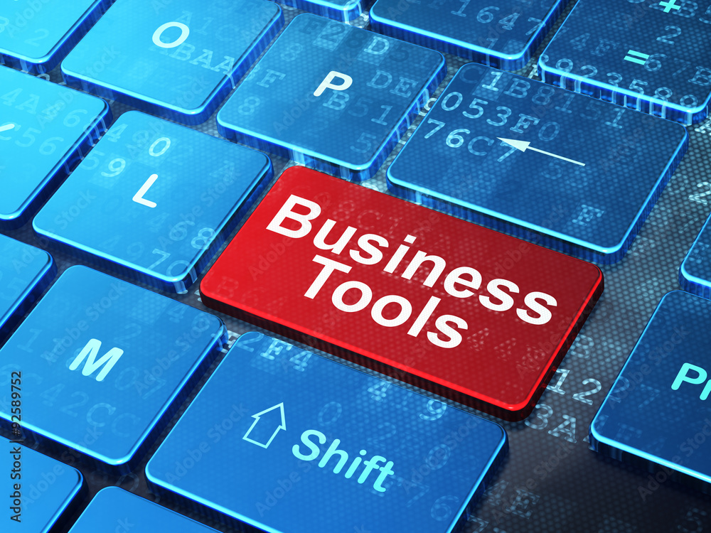 Fototapeta premium Business concept: Business Tools on computer keyboard background