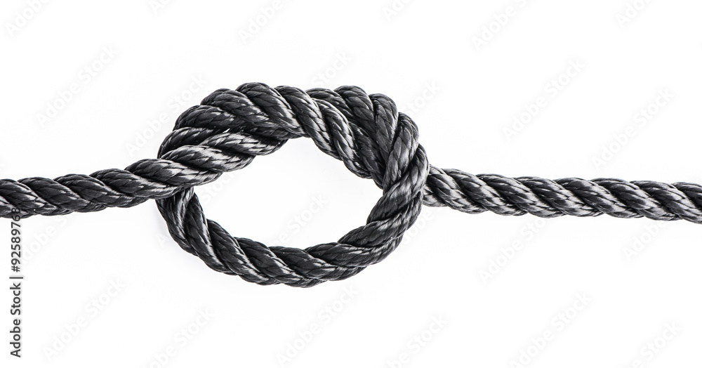 Obraz premium Strong black rope with knot