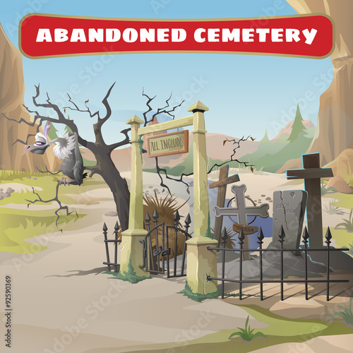 Vulture and an abandoned cemetery 