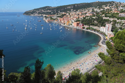 view of luxury resort and bay of Cote d'Azur in France. Villefranche near Nice and Monaco, french riviera