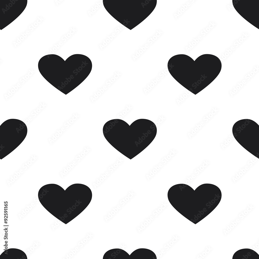 Black and white heart seamless pattern