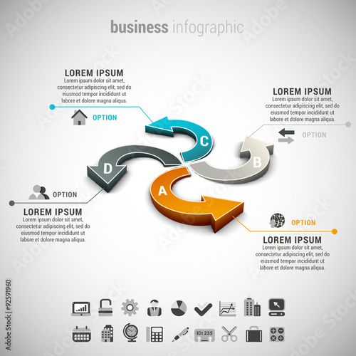 Vector illustration of business infographic made of arrows.