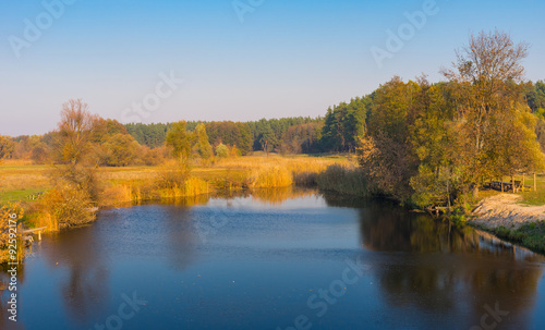 Peaceful autumnal afternoon on a Grun (right inflow of Psel) river in Poltavskaya oblast, Ukraine