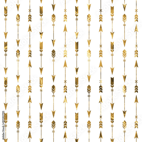 Seamless pattern with gold arrows