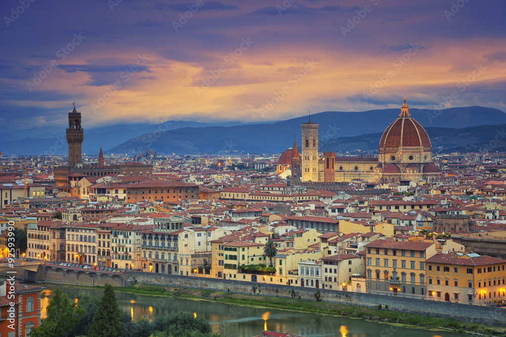 Florence. Image of Florence, Italy during dramatic twilight.