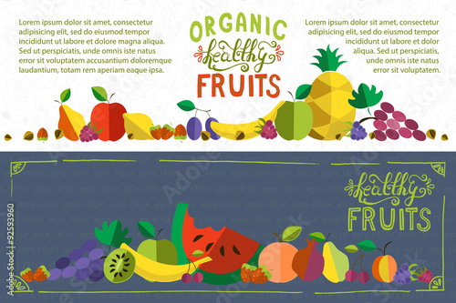 Organic healthy hand sketched fresh fruit banner