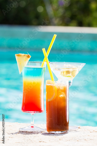 Cocktails on blue background