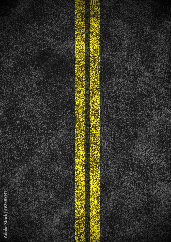Route double lignes jaunes photo