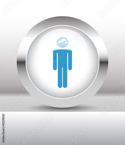 Web button with Head illustration on abstract table
