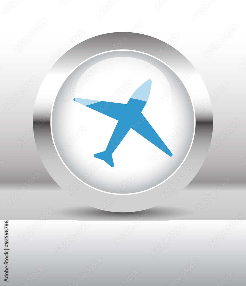 Web button with Airplane illustration on abstract table Web button with Airplane illustration on abstract table