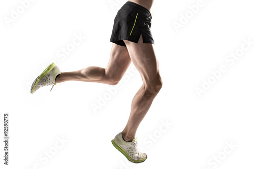 Running legs on white background 