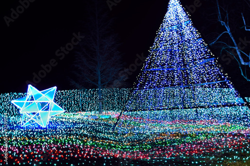 Photography Winter Illumination with Blue LED lights